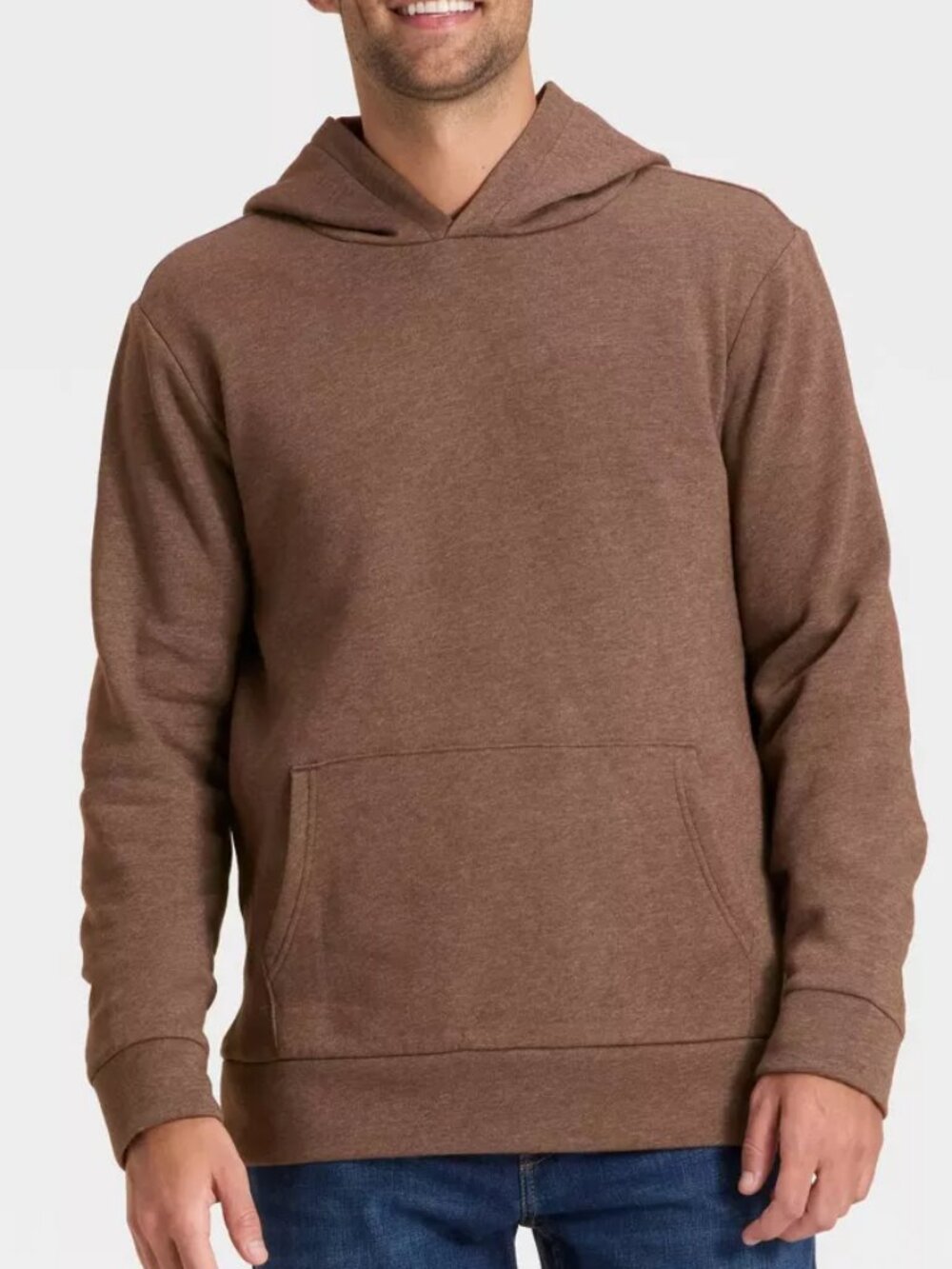 Men's Every Wear Fleece Hooded Sweatshirt - Brown, S